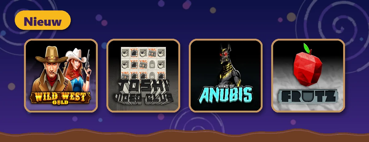  nieuwe spellen bi chocospin wild west gold toshi video club anubis en frutz